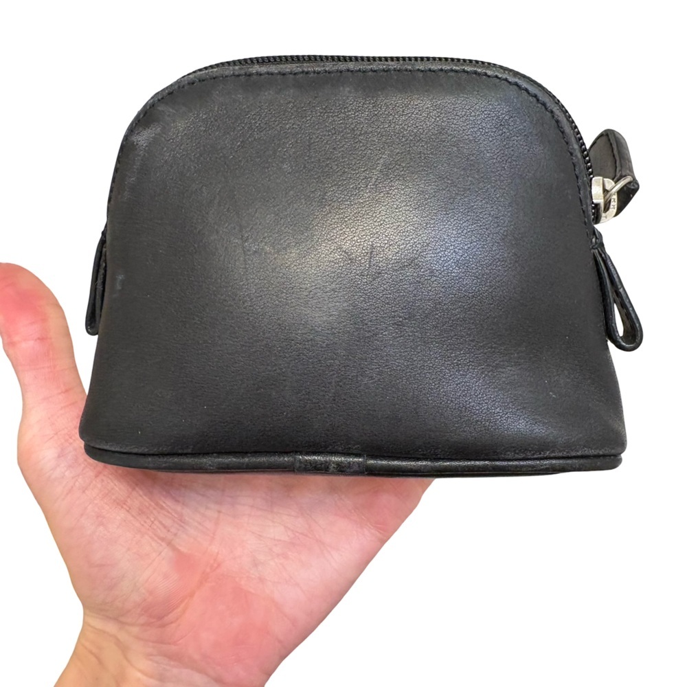 Coach vintage Black Leather Cosmetic Bag nickel - Picture 8 of 10